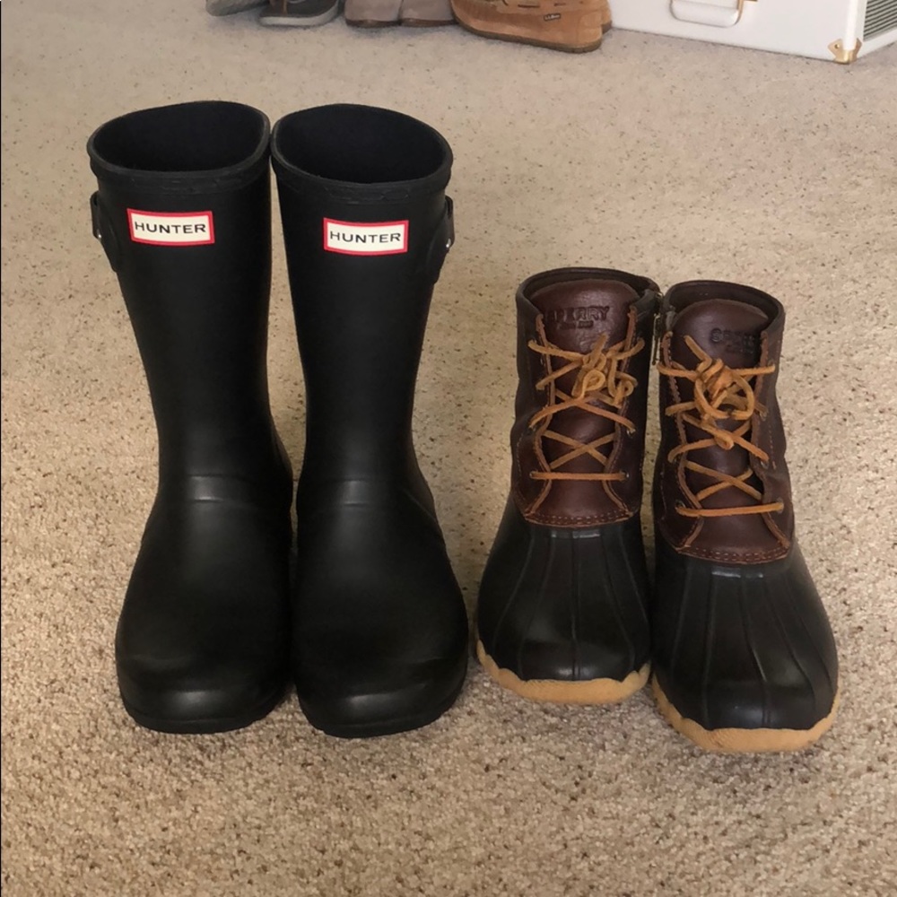 Hunter Tour Boots & Sperry Saltwater Duck Boots